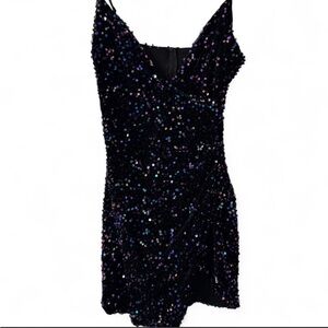 Crystal Doll Black and Purple Sequin Dress